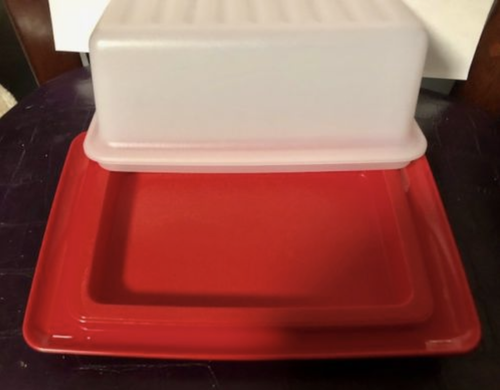 Tupperware Impressions Butter Buddy Cream Cheese 1 pound Dish Red New - Picture 3 of 3