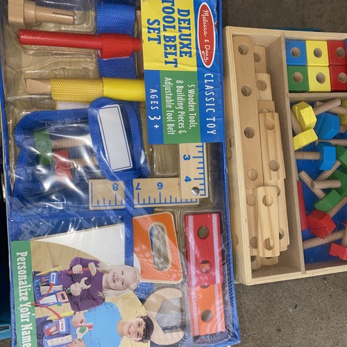 lot of Melissa & Doug Deluxe Tool Belt Set 5 Wooden Tools 8 Building + 48 pcs - Picture 4 of 4