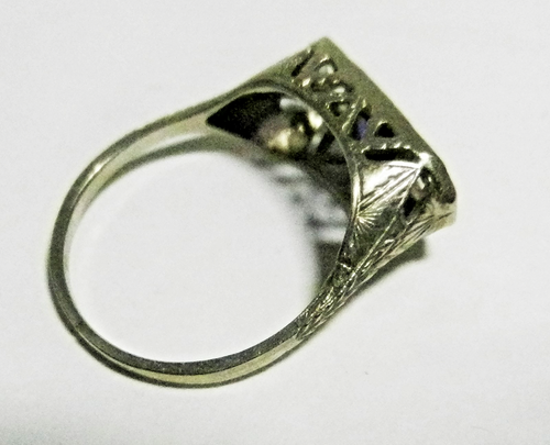14 Kt Solid White Gold Antique Filigree SIZE 7 Ring Setting-2.2 grams-My Mothers - Picture 5 of 7