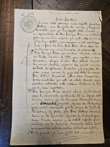 Peru Stamped Revenue Document Lot of 3 Different