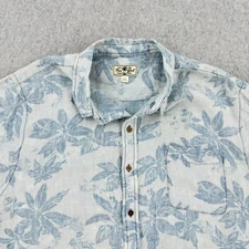 True Grit Shirt Mens 2XL Blue Floral Print Short Sleeve Classic Pocket Button Up