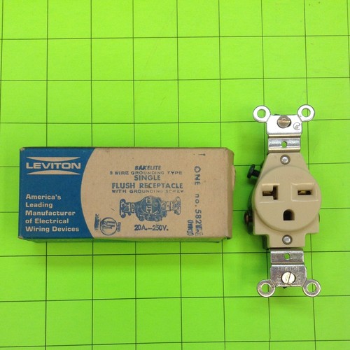 Leviton 582V Single Flush Receptacle with Grounding Screw