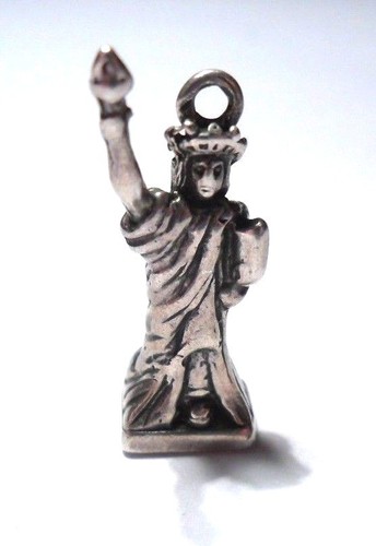 VINTAGE FREIHEITSSTATUE MONUMENT NEW YORK 3D STERLINGSILBER ANHÄNGER CHARM. - Bild 4 von 7