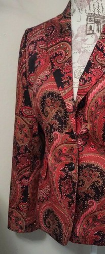 Tahari *Arthur S. Levine* Womens Sz 6 Red Paisley ELEGANT DRESSY Jacket / Blazer - Picture 2 of 11