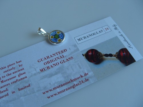 Mini Per Millefiori Rimorchio Originale Vetro di Murano Gioiello Vero Argento - Foto 4 di 5