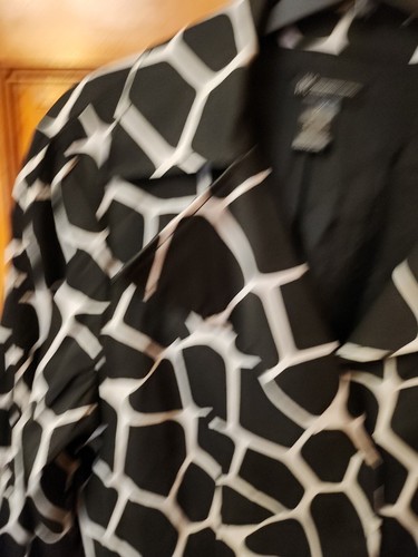 INC Womens Jacket Coat Lined Belted Black &White Animal Print 2X NWOT - Picture 7 of 12