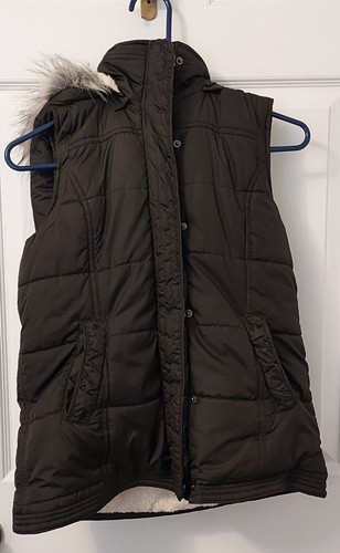 Urbanology Black Fuzzy Hoodie Womens Vest Medium - Picture 1 of 8