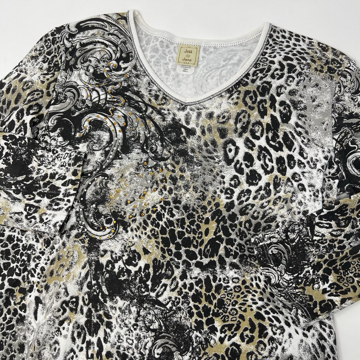 Leo Print and Rhinestone Tee Leo Print and Rhinestone Tee