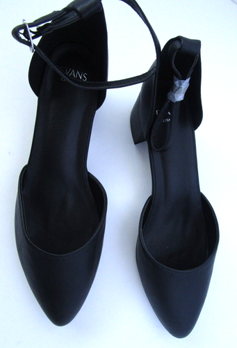 EVANS scarpe donna misura 9,5W cinturino tacco Elaine nero NUOVE - Foto 4 di 12