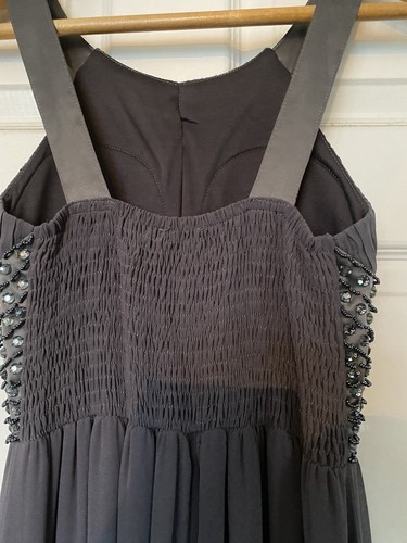 AX Paris Dress Size 8 Grey Full Length Sheer with Beading Prom Party Formal Wear - Picture 6 of 8