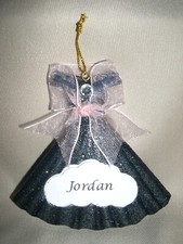 PERSONALIZED BLACK DRESS MAGNET/ORNAMENT FOR SHOWER, WEDDING, OR PROM GIFT