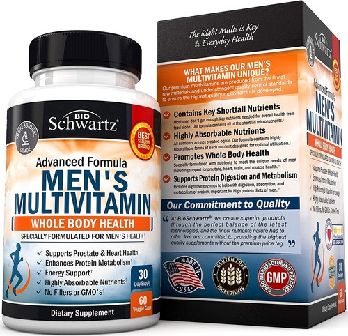 Men's Multivitamin Advanced Formula, Zinc, Vitamins A, B, C, D3, E Daily, 60 ct - Picture 5 of 7