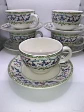 Mottahedeh Vista Alegre Carillon 5 Cup and Saucer Sets Portugal Rare Earthenware