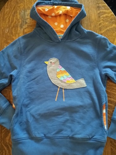 Mini Boden 11-12Y Solid Hoodie Sweatshirt Bird PolkaDot-Lined Thick Two-pockets - Picture 1 of 9