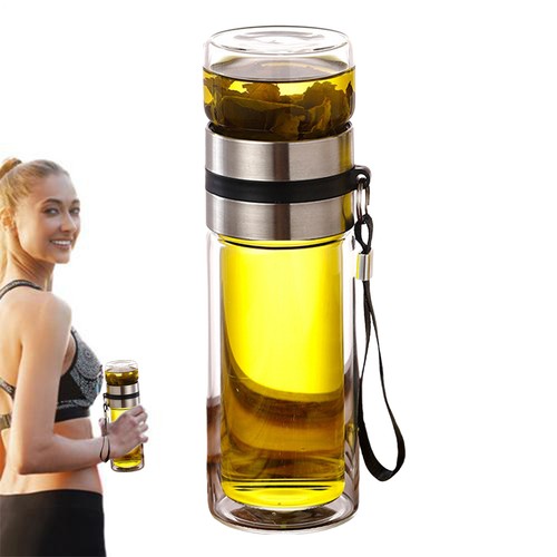 Portable Double Wall Glass Tea Infuser Travel Water Separation Bottle Mug - Afbeelding 4 van 14