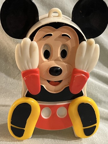 Vintage Illco Mickey Mouse Peek-A-Boo Music Box Lullaby Crib Toy Disney Works! - Picture 1 of 4