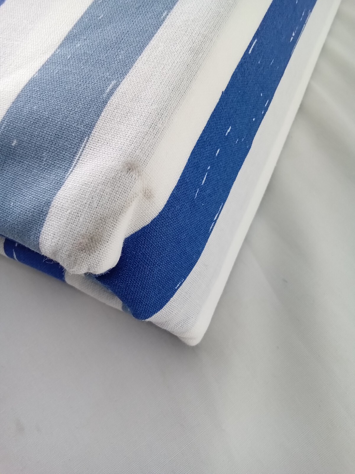 M&S King Size Duvet Cover Set Striped Blue With Grey Pillowcases Set