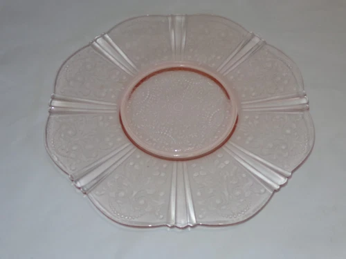1930s MacBeth Evans Pink Depression Glass American Sweetheart Cake Plate Platter