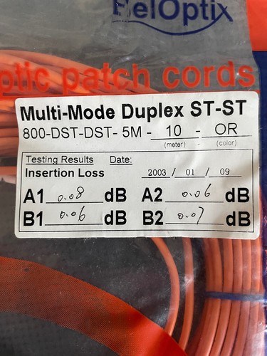 10 meter ST-ST Fiber Optic Cable Duplex Multimode 62.5/125 Optic Patch Cord NEW! - Photo 2/3