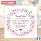Personalised 60th Diamond Wedding Anniversary Card Heart Wife Husband Couple