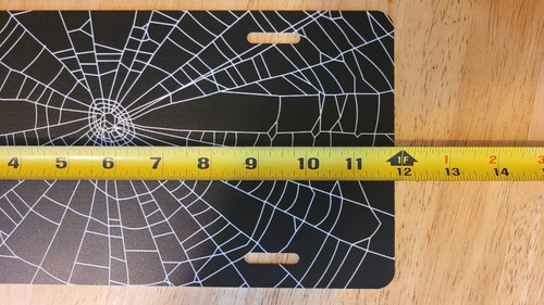 Spider Web Front Novelty License Plate Decorative Art Cover Black White Aluminum - Picture 3 of 4