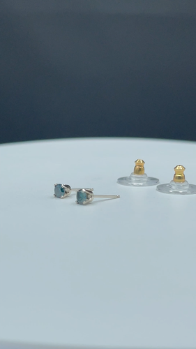 Ohrstecker 0,32 Karat natürlicher blauer Diamant 14 Karat Weißgold - Video 1 von 1