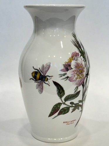 Vtg Portmeirion Garden Botanic Dog Rose 8” VASE Rosa Canina Butterfly Bee Flora - Picture 4 of 18