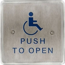 RCI R946HP459 Square Push Plate, Push to Open Text and Handicap Logo