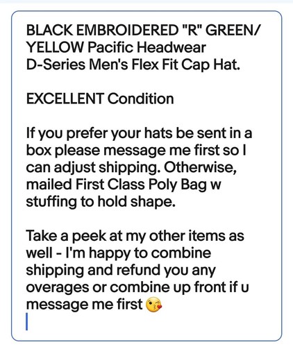 BLACK EMBROIDERED "R" GREEN Pacific Headwear D-Series Men's Flex Fit Cap Hat - Picture 9 of 9