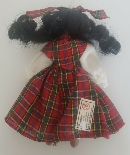 Muñeca negra de porcelana Ganz con espinante a cuadros rojos - Imagen 4 de 11