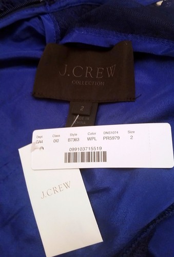 NWT J Crew "Collection" $398 Lace Dress Sz 2 Navy / Indigo Blue Venetian Lace - Picture 10 of 10