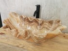 Beige and Tan Onyx Vessel Bathroom Sink, 27.5 x 15 inch Above Counter Sink