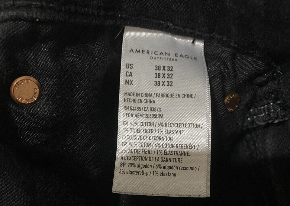 American Eagle AirFlex Plus Jeans Mens 38 x 31 Black Stretch Athletic