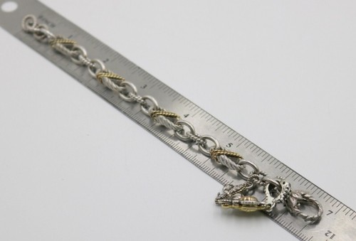 Silver 925 Gold Tone Judith Ripka Bracelet Reversible Carolyn Pollack Charm 7" - Picture 8 of 9
