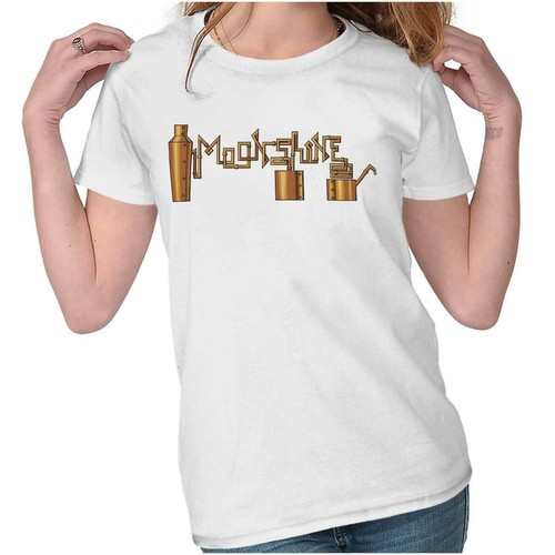 Making Moonshine Drinking Alcohol Whiskey Womens Top Junior Graphic Tee - Picture 2 of 2