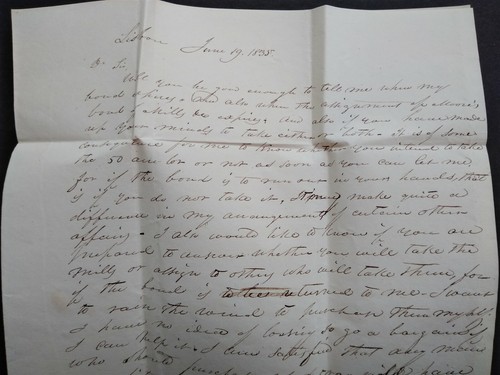 Maine: Lisbon 1834 Stampless Cover, Postmaster Free to Fryburg - Picture 4 of 5