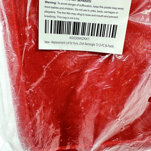 Pyrex 7212-PC Red Lids 6-Pack 8 X 10 Inches for Glass Pyrex Dish NEW - Picture 2 of 6