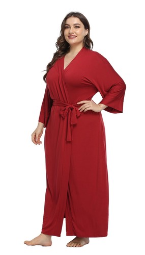 Womens Plus Size Long Robes Cotton Lightweight Kimonos Full Length Bathrobe S... - Picture 4 of 4