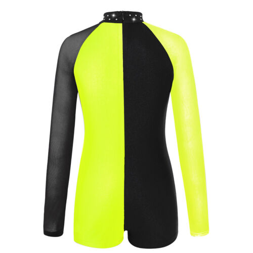 Mädchen Ballett Body Trikot Einteiler Langarm Turnanzug Ganzanzug mit Glitzer - Bild 29 von 51