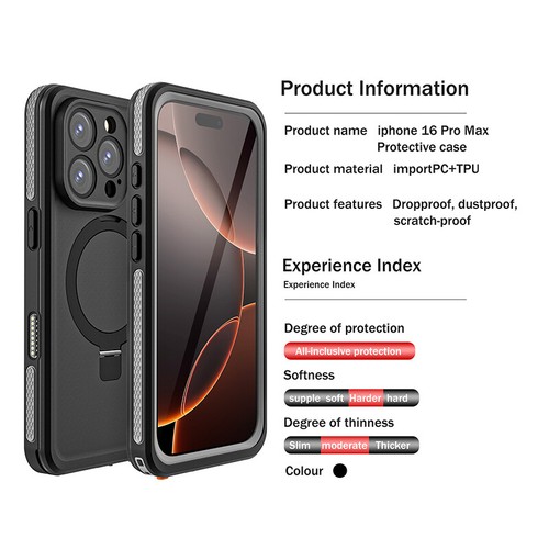 For iPhone 16 15 Pro Max Plus Solid Waterproof Phone Case Magnetic Hybrid Cover - Picture 10 of 13