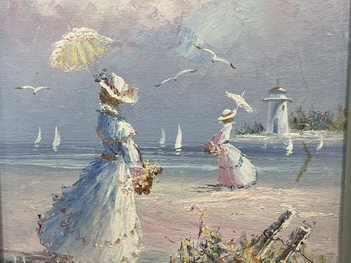 Framed & Matted 15” X 13” ORIGINAL VINTAGE OIL PAINTING Signed BY MARIE CHARLOT - Picture 4 of 5