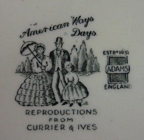 Adams CURRIER & IVES 9-1/2" Scalloped Fruit Bowl AMERICAN WAYS & DAYS - Picture 3 of 3
