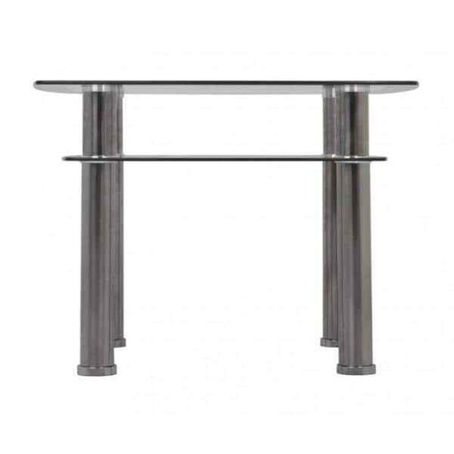 AVF End Table 23.62"x17.13" 2-Tone Tempered Glass Chrome Metal Legs w/ Shelf - Picture 2 of 5