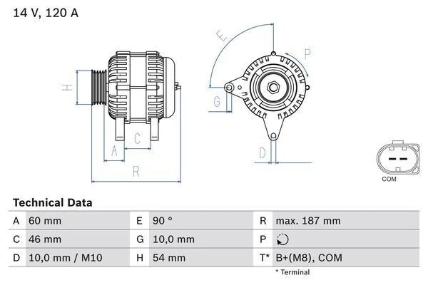 For BMW - 5 Series E60 E61 525 530 535 2005-2008 Bosch 8035 Alternator - Image 4 of 4