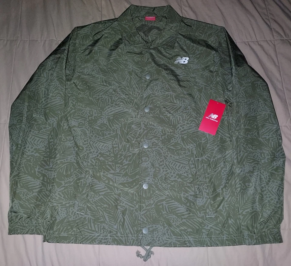 NWT NEW BALANCE BUTTON SNAP WINDBREAKER COACH JACKET MEDIUM MESH LINED SKATER - Image 2 of 4