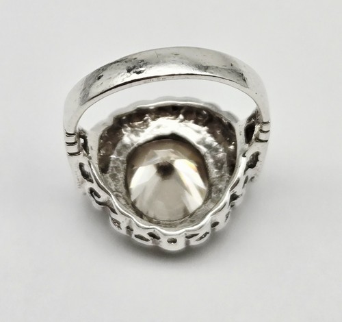 VTG Sterling Silver Citrine Yellow Gemstone Marcasite Halo Ring Size 7 - 5.3g - Picture 5 of 6