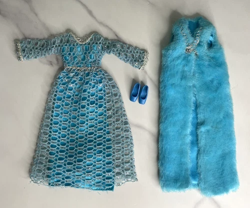 1971 Francie Twilight Twinkle Clothing Mattel #3459 Dress & Fur & Shoes