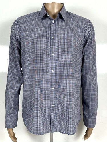 APC Shirt Men Large Blue Rue Madam Paris Long Sleeve Designer Plaid - Picture 10 of 15