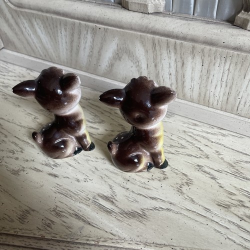 Vintage Rare Japan Deer Doe And Fawn Salt And Pepper Shakers Pair NICE - Picture 6 of 11