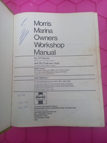 Haynes - Morris Marina 1.3 to 1300 / 1971 - 1980 Owners Workshop Manual - Picture 3 of 7